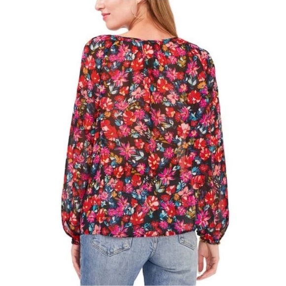 VINCE CAMUTO Women's Black Curved Hem Long Sleeve Peasant Top XL - Picture 3 of 7